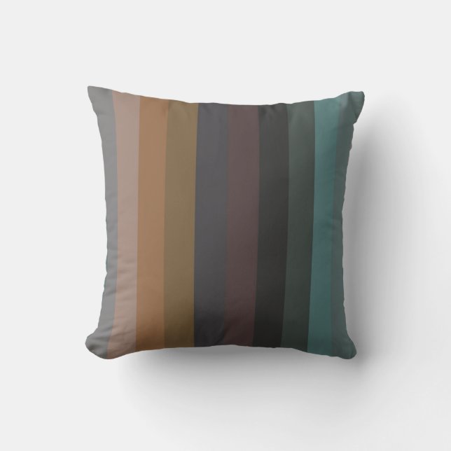 Coussin Rayures verticales tons terre rétro assourdis  (Recto)