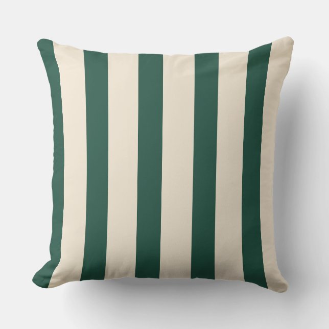 Coussin Rayures verticales vert foncé et crème du cirque v (Recto)