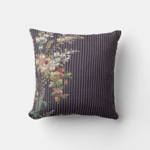 Coussin Rayures Vintage Floral Élégant Brocade Cushion
