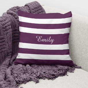 Coussin Rayures Violettes Modernes Personnalisées