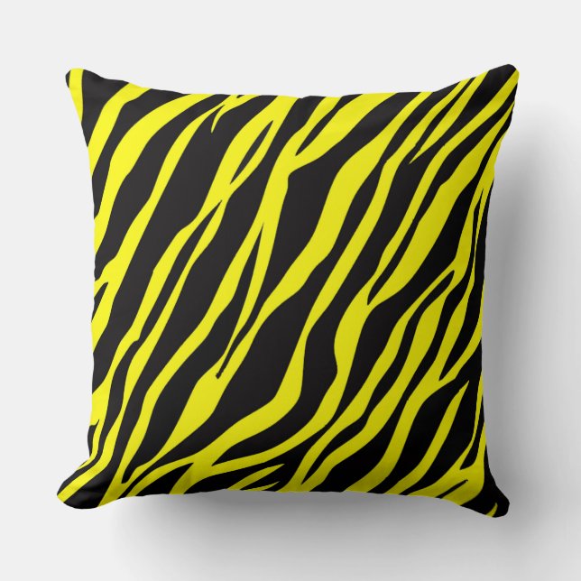 Coussin Rayures Zèbre Jaune Néon (Recto)