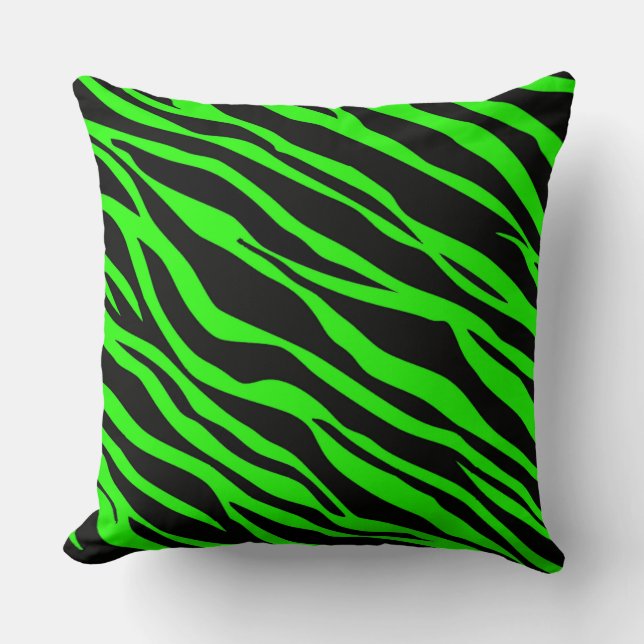 Coussin Rayures Zèbre Vert Néon (Recto)