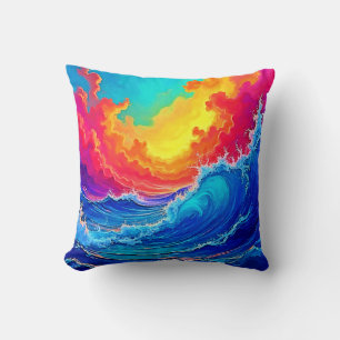 Coussin Raz-de-marée : Vague de coucher de soleil radieux