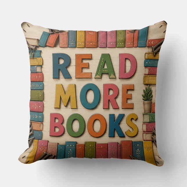 Coussin Read More Books Reading Classroom  (Recto)