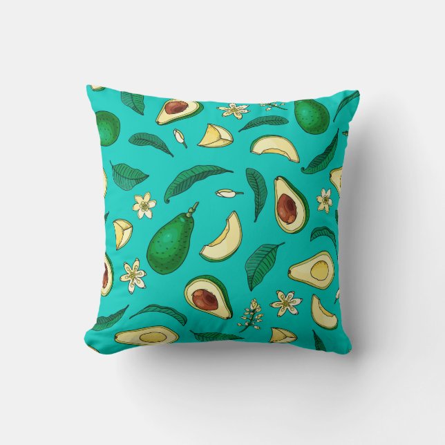 Coussin Realistic avocado. Seamless pattern. Summer exotic (Recto)
