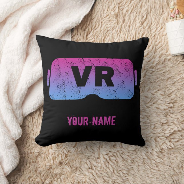 Coussin Réalité virtuelle VR Vintage Gamer Vidéos (Couverture)