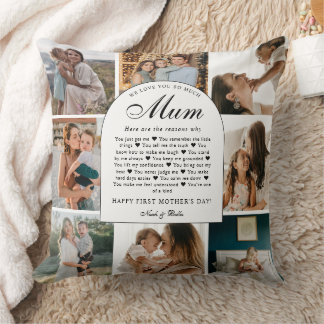 Coussin Reasons We Love You Mum Photo Grid Collage