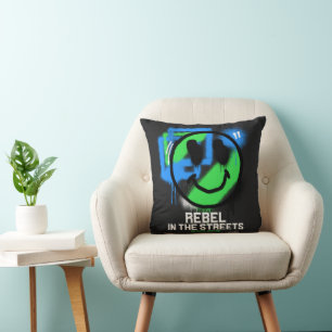 Coussin Rebel dans les rues Graffiti Smiley Art urbain
