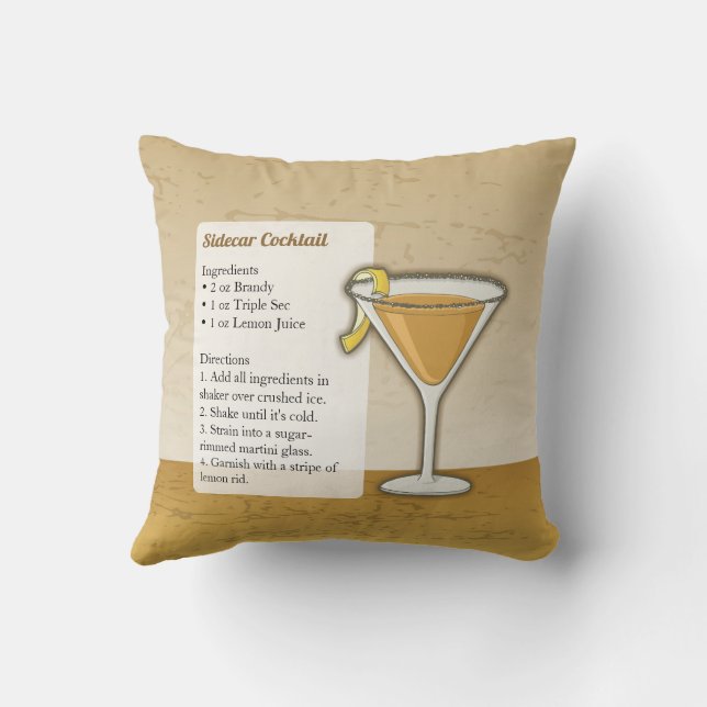 Coussin Recette de cocktail Sidecar (Verso)