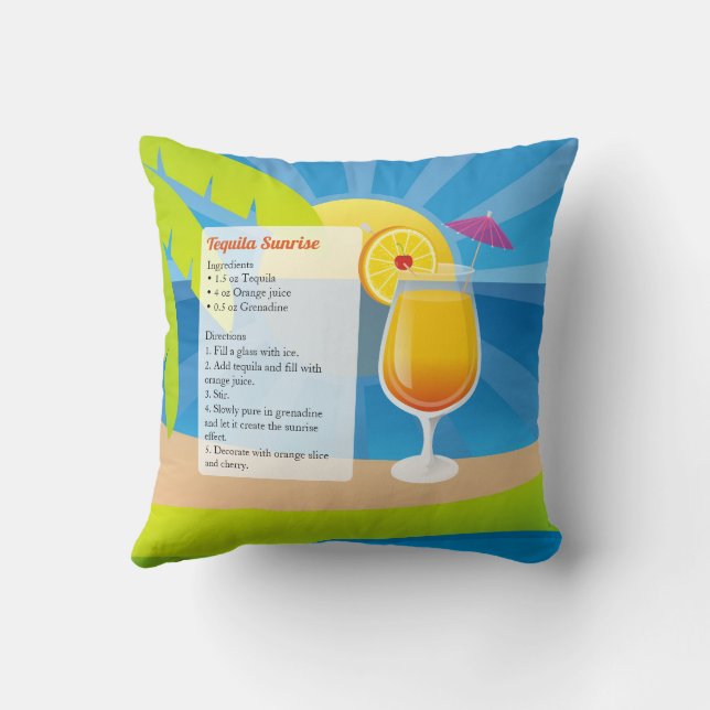 Coussin Recette de Tequila Sunrise (Verso)