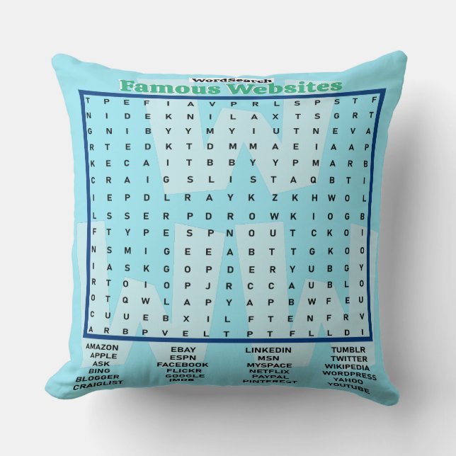 Coussin Recherche de mots simples Sites Web célèbres (Recto)