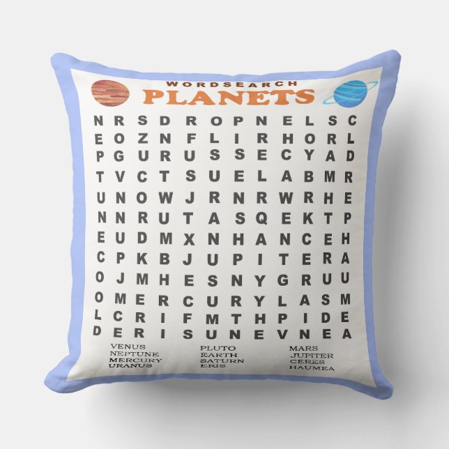 Coussin Recherche Word Planètes (Recto)