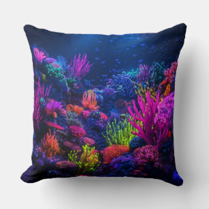 Coussin Récif corallien néon bioluminescent 🌟