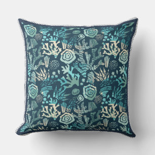 Coussin Récif de corail de mer profonde Motif nautique déc