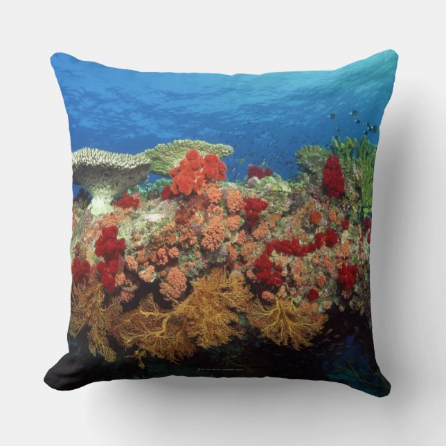 Coussin Récif pittoresque des coraux durs, coraux mous (Recto)