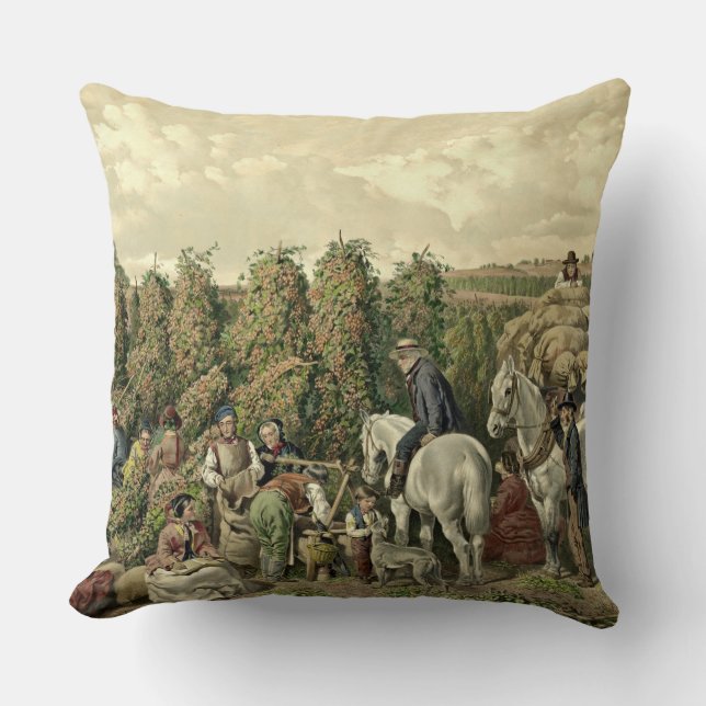 Coussin Récolte 1857 d'houblon (Recto)