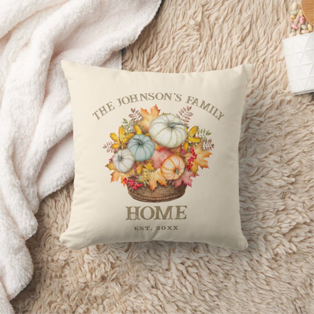 Coussin Récolte de maison de famille de citrouille d'autom (Couverture)