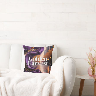 Coussin Récolte dorée design luxe léopard violet automne