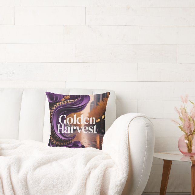 Coussin Récolte dorée design luxe léopard violet automne  (Canapé)