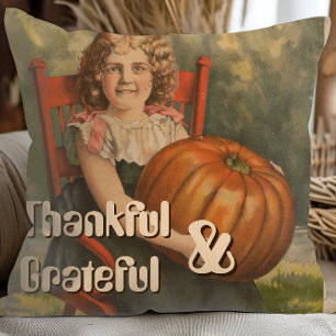Coussin Reconnaissant et reconnaissant Vintage fille ave