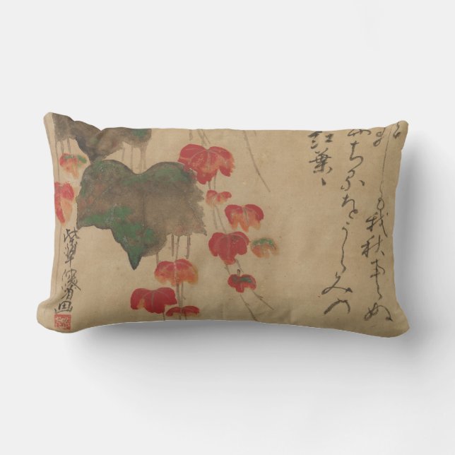 Coussin Rectangle 秋 蔦, 乾 山 automne Ivy, Kenzan, Japon Art (Recto)