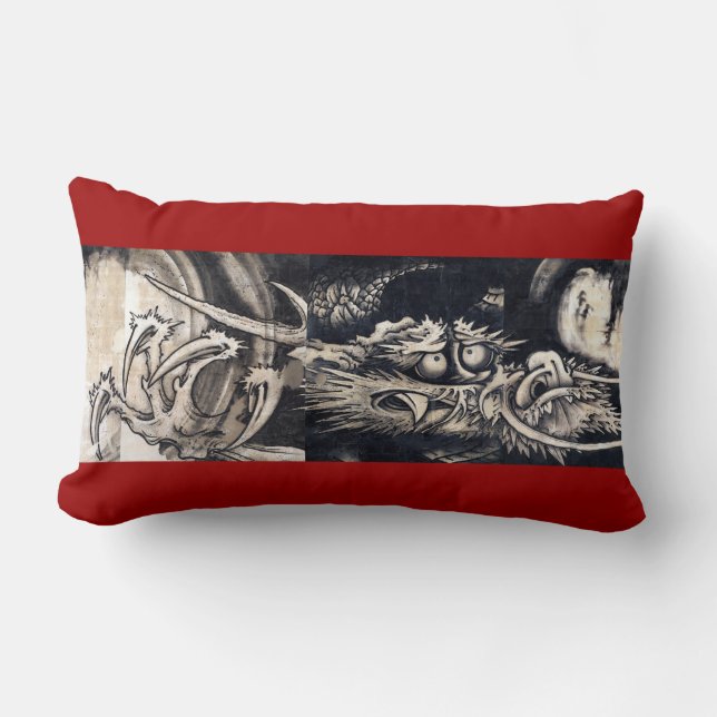 Coussin Rectangle 雲 龍 図, 曾 我 白 Dragon avec Cloud, Sumi-e (Recto)