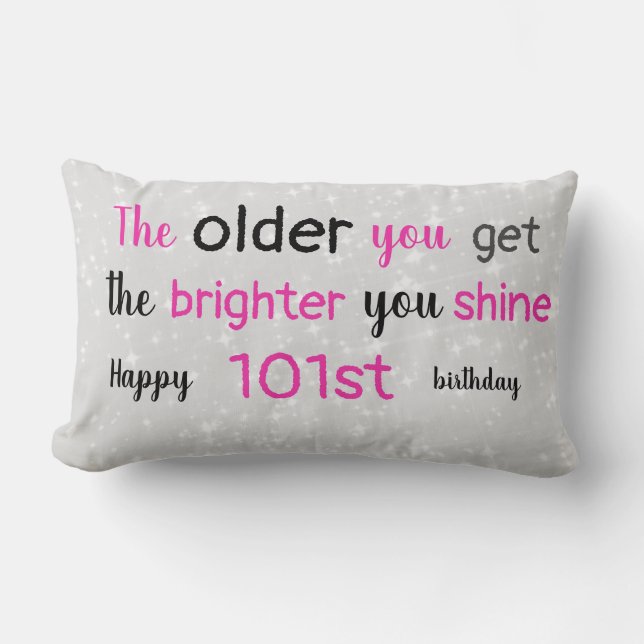 Coussin Rectangle 101e anniversaire gris et rose (Recto)