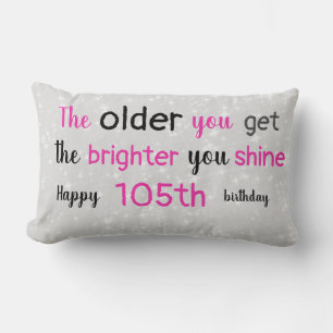 Coussin Rectangle 105e anniversaire gris et rose