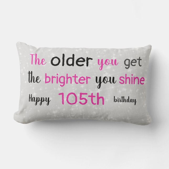 Coussin Rectangle 105e anniversaire gris et rose (Recto)