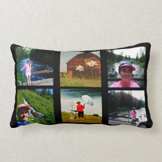 Coussin Rectangle 10 Photo Instagram Collage arrière - plan noir