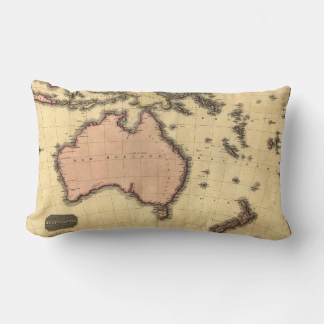 Coussin Rectangle 1818 carte de l'Autralasie - Australie, Nouvelle (Recto)