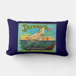 Coussin Rectangle 1910s Défenseur marque emballage étiquette voilier