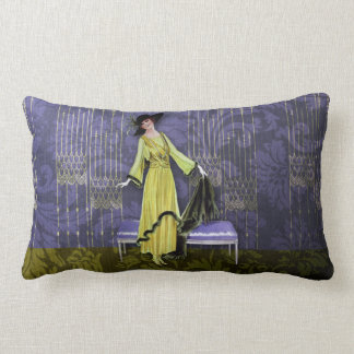 Coussin Rectangle 1913 LUXE : MODE VINTAGE, Chartreuse, bigorneau