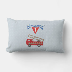 Coussin Rectangle 1er anniversaire petit-fils, camion à feu