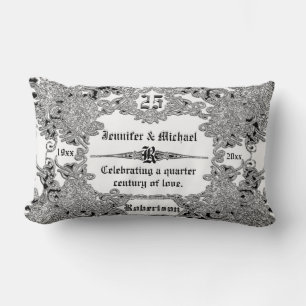 Coussin Rectangle 25e anniversaire du Mariage d'argent