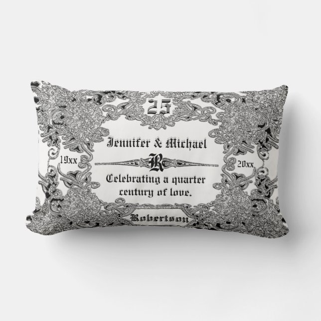Coussin Rectangle 25e anniversaire du Mariage d'argent (Recto)