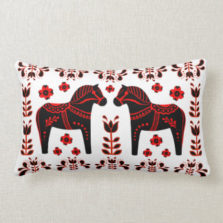 Coussin Rectangle 2 chevaux folkloriques de Dala/floral