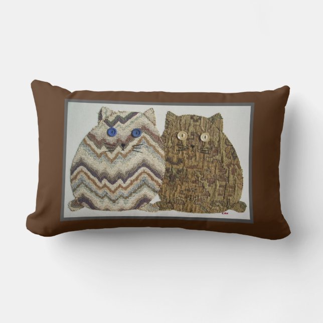Coussin Rectangle 2 Fat Cats #1 (Recto)