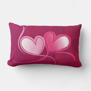 Coussin Rectangle 2 Hearts on a Fuschia Pink Background