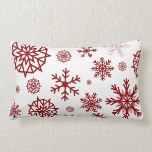 Coussin Rectangle 2 vacances blanches rouges de flocon de neige