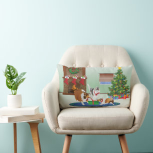 Coussin Rectangle 3 Étagères Unwrap A Cadeau, Vert, Vacances De Noël