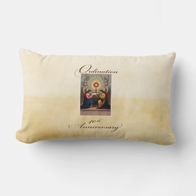 Coussin Rectangle 40e anniversaire d'ordination Anges à l'autel (Recto)