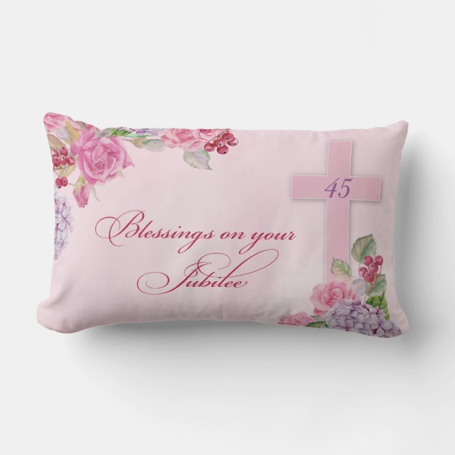 Coussin Rectangle 45e anniversaire de la vie religieuse Nonne cathol (Recto)