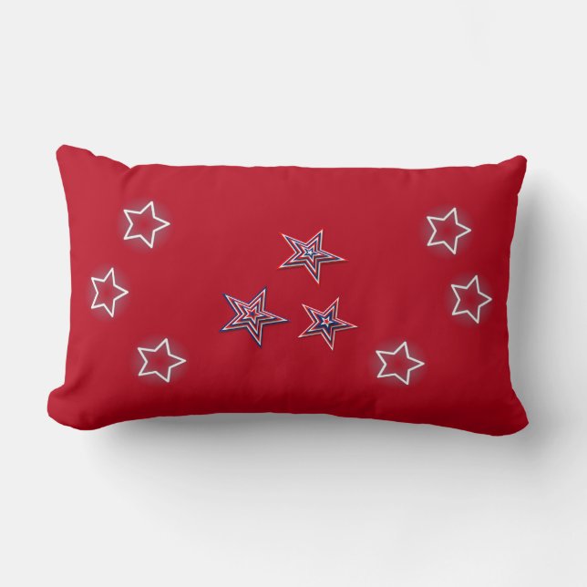 Coussin Rectangle 4 Juillet Stars Red (Recto)