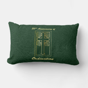 Coussin Rectangle 50e anniversaire de l'ordination Regarder en cuir 