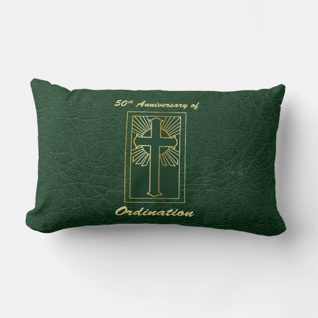 Coussin Rectangle 50e anniversaire de l'ordination Regarder en cuir  (Recto)