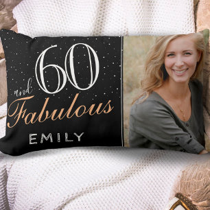 Coussin Rectangle 60 et fabuleux Elegant Black 60th Birthday Photo