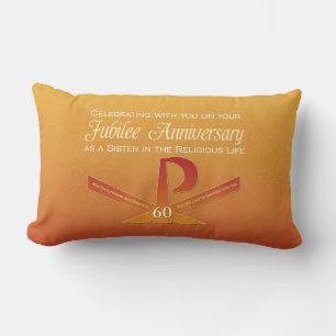 Coussin Rectangle 60e anniversaire de jubilé Nun Pax Cross, Orange