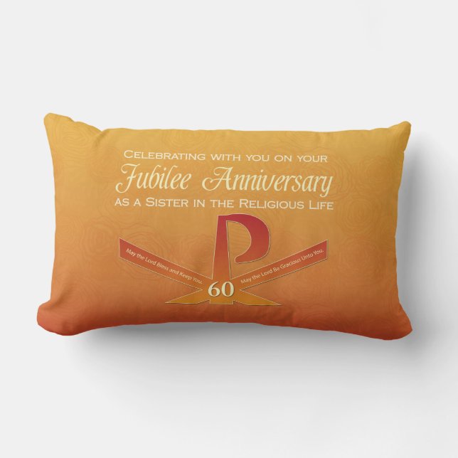 Coussin Rectangle 60e anniversaire de jubilé Nun Pax Cross, Orange (Recto)