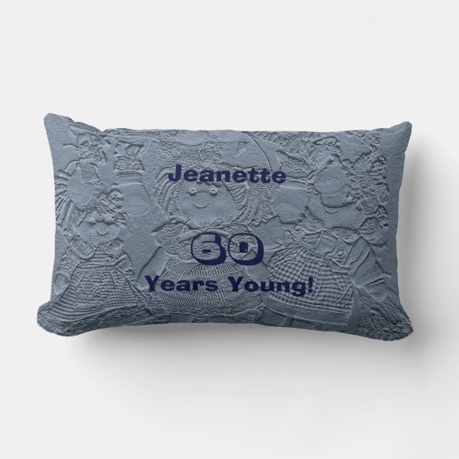 Coussin Rectangle 60e anniversaire Lumière Poupées Bleues Argent, No (Recto)